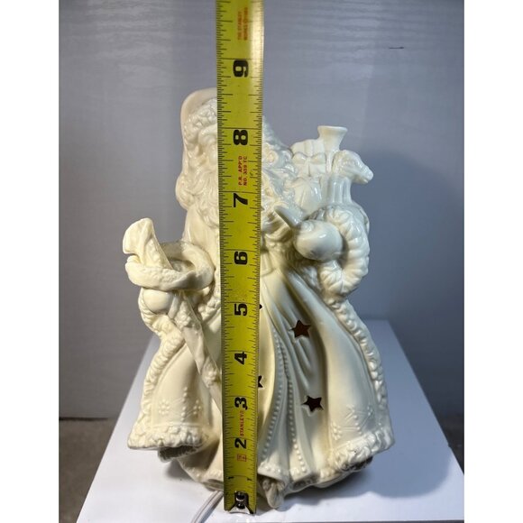 Kirkland Ceramic Santa Claus Light Up Figure White Star Cutouts 8.5" - Picture 9 of 10